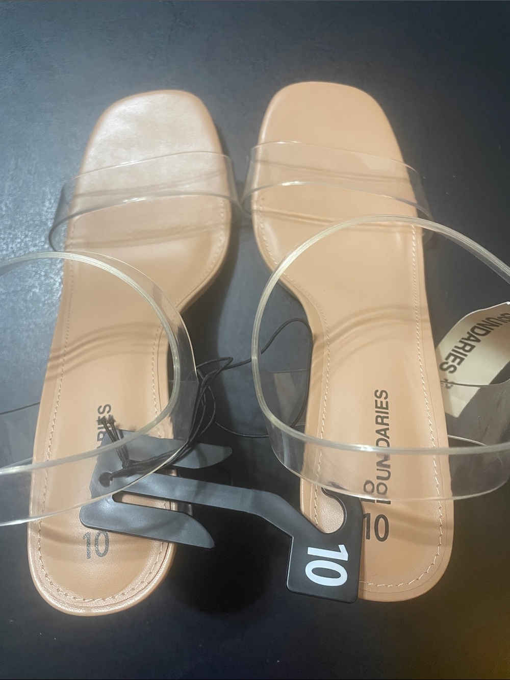 Clear Strap Nude Block Heel Sandals NWT Sz. 10 No Boundaries 3.5 inch rise